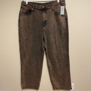 Brown Wash Cotton Wild Fable Super High Rise Baggy Jeans Size 18